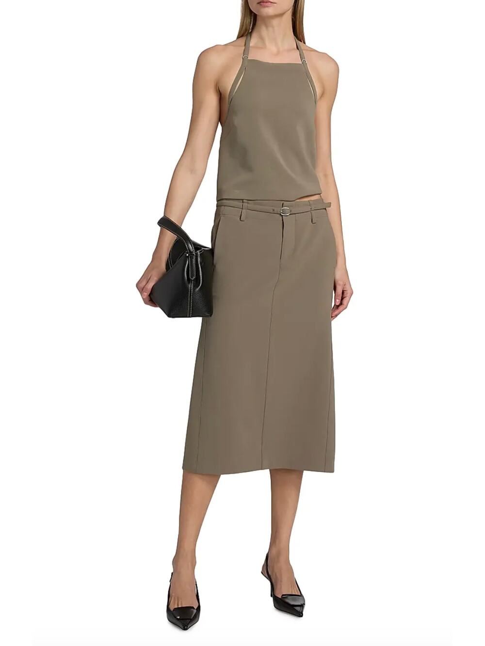 Vince Belted Pencil Midi Skirt in Oak Moss US 4